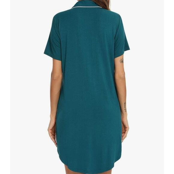 new teal button down Night gown size L - Picture 2 of 5